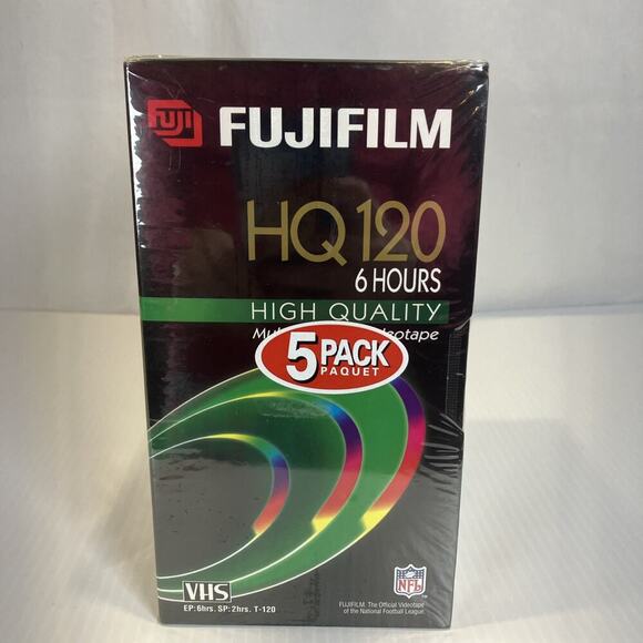 NEW Sealed Fuji Fujifilm HQ120 5-Pack Blank‎ VHS Video Tapes 6 Hour High Quality - Picture 2 of 9